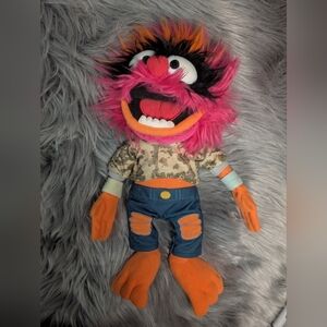 Plush Animal Toy with Pink and Orange Accents